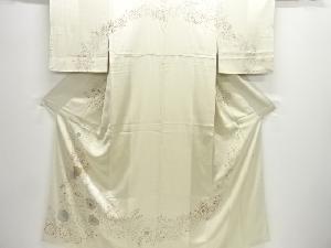 作家物　箔置き縞に草花模様訪問着